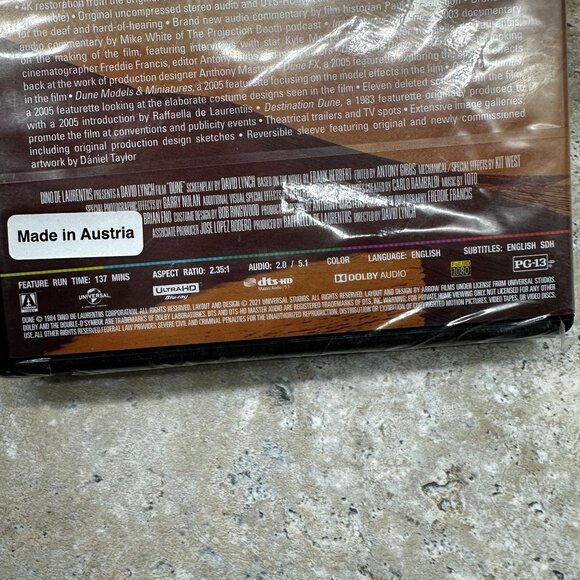 Dune 4K UHD Blu-ray Arrow Video 1984 David Lynch Film NEW  Sealed !! - Picture 7 of 8